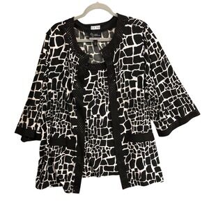Added Dimensions for Catherines Giraffe Print Open Front Jacket Plus Size 2X